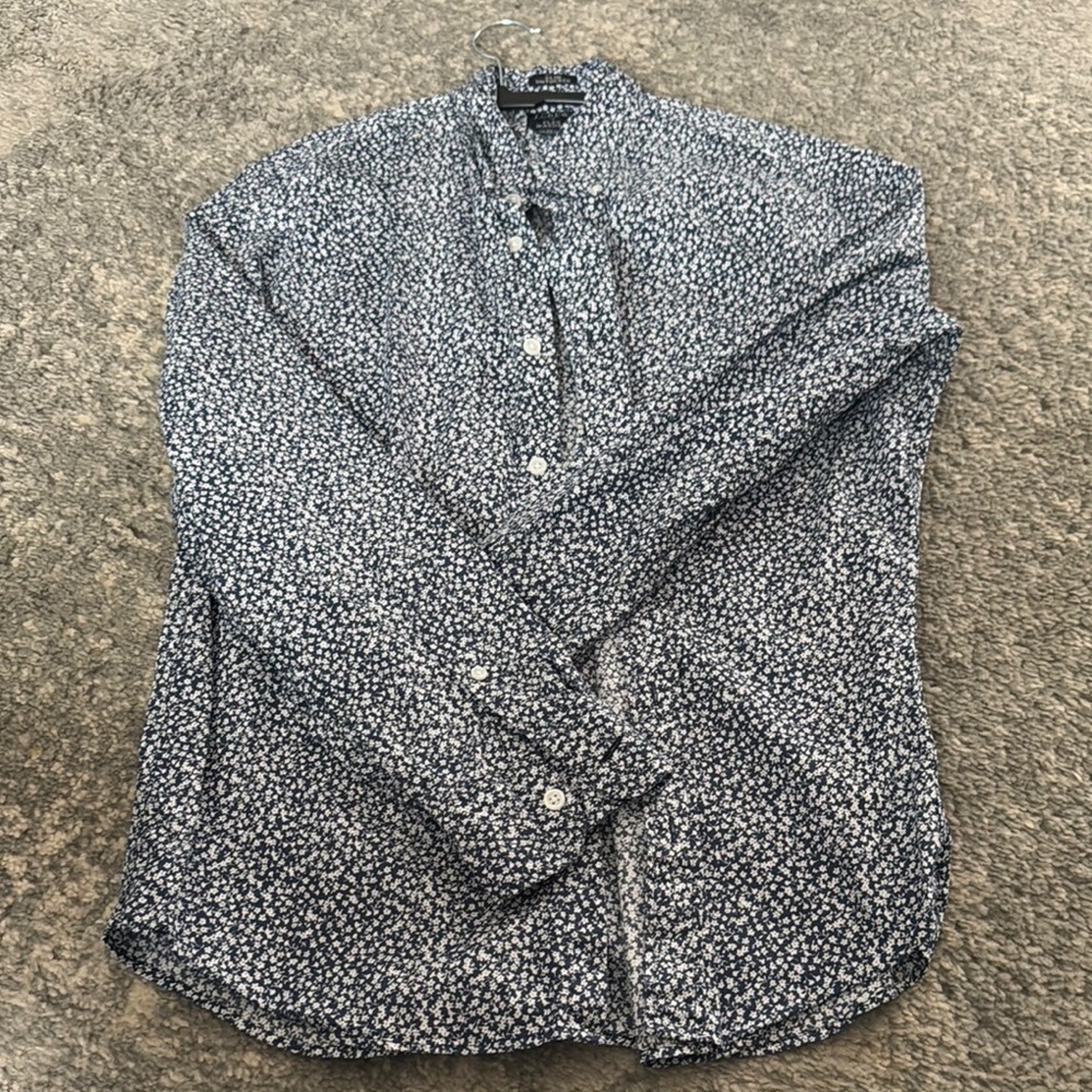 J. Crew Blue and White Casual Button Down Shirt